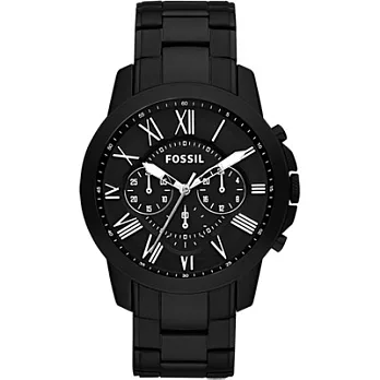 FOSSIL 扭轉科技三眼時尚腕錶(鋼帶-黑)