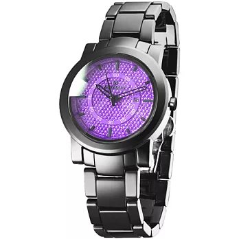 Max Max 電音女神陶瓷腕錶-黑紫