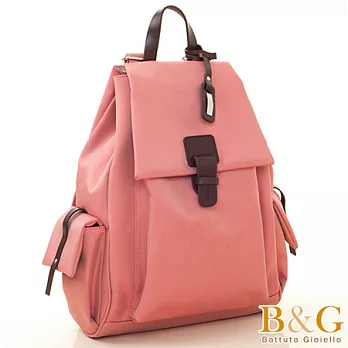 【B&G】輕盈多口袋雙肩後背包(蜜桃粉)