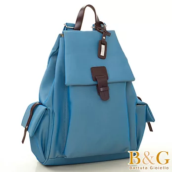 【B&G】輕盈多口袋雙肩後背包(蔚海藍)