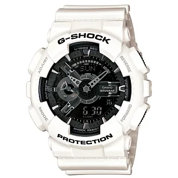 G-SHOCK 超級爭霸戰無法撼動的霹靂手段限量運動腕錶-白-GA-110GW-7A