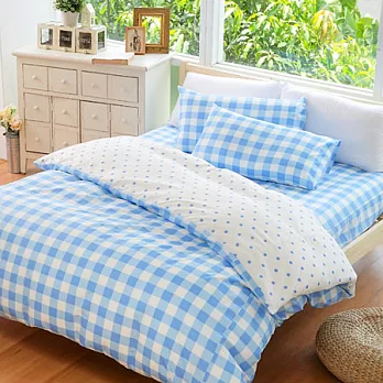 cheri【無印風格-藍】雙人三件組床包/枕套