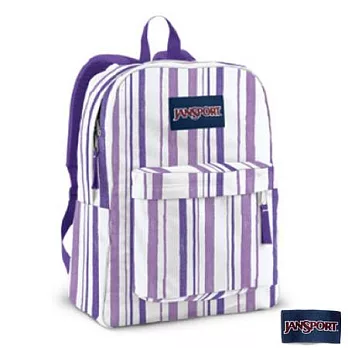 JanSport 校園背包(SUPER BREAK)-紫白直條紋