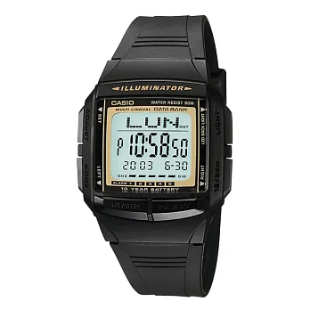 CASIO 滿天黃金甲液晶個性運動腕錶-黑-DB-36-9A