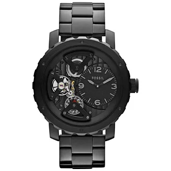 FOSSIL TWIST系列月牙祕境機械腕錶-黑x數字時標