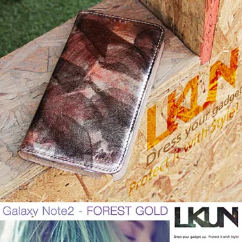 【韓國原裝潮牌 LKUN】Samsung Note2 N7100 專用保護皮套 100%高級牛皮皮套㊣ 簡約時尚輕風格&錢包完美結合 (自然木紋)