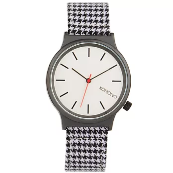 KOMONO Wizard Print 精靈印花系列腕錶-白x千鳥格紋 /37.5mm白x千鳥格紋