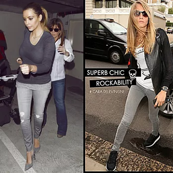 南加州丹寧時尚 SoCal Lover Jeans Co. - 灰色時尚破洞煙管褲S灰 silver grey