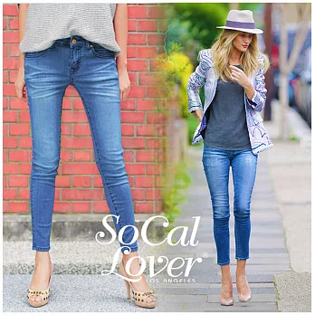 南加州丹寧時尚 SoCal Lover Jeans Co. - 天空藍九分丹寧窄管褲S天空藍