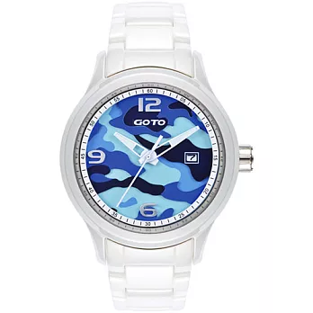 GOTO NO.7系列層次迷彩陶瓷腕錶-藍x白