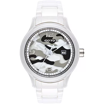 GOTO NO.7系列層次迷彩陶瓷腕錶-灰x白
