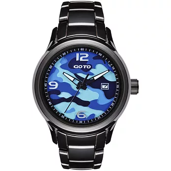 GOTO NO.7系列層次迷彩陶瓷腕錶-藍x黑