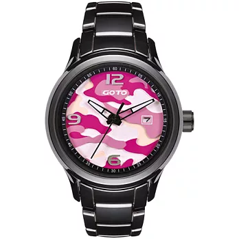 GOTO NO.7系列層次迷彩陶瓷腕錶-粉紅x黑