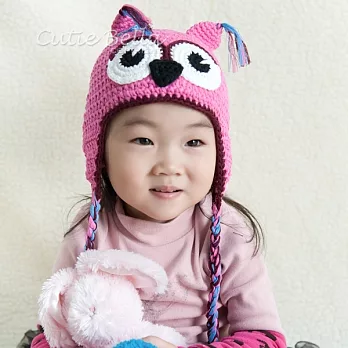 Cutie Bella手工編織帽Owl-Pink/Gray Eyes