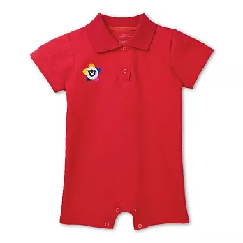 POLO平角哈 網眼平角衣 翻領 Polo 連身衣 平腳衣 爬服 哈衣6M紅POLO平角哈衣