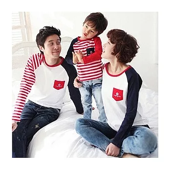 愛奢侈親子裝~紅藍對襯條紋拉克蘭袖親子裝情侶裝(媽媽)S紅藍對稱