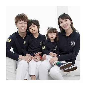 愛奢侈親子裝~英風深藍盾牌POLO衫親子裝情侶裝(媽媽)S深藍