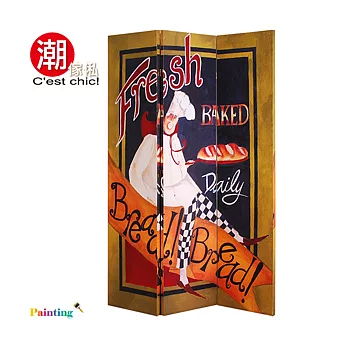 【潮傢俬】烘培達人三片式彩繪屏風