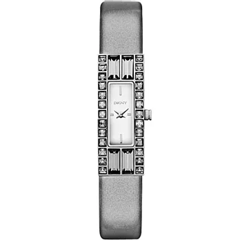 DKNY 延展時尚晶鑽都會仕女腕錶(皮帶-鏡面銀)