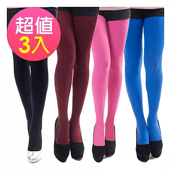 【日本奧絲芬】180D MIT裹起毛SO腹腿馬卡龍亮采保暖顯瘦褲襪-3件組(全長款)黑*2+酒紅*1