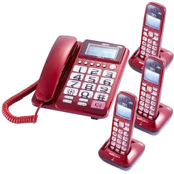 三洋SANYO 超高頻2.4GHz 數位長距離無線子母3手機 DCT-8908-3 (三色)紅色