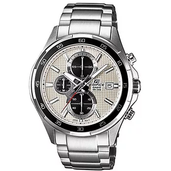 CASIO EDIFICE 顛峰旅程三環都會時尚腕錶(銀+黑)