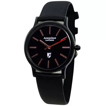 Arseprince-AP-3325 CK簡約設計-黑金 都會時尚薄殼皮帶錶(黑金)