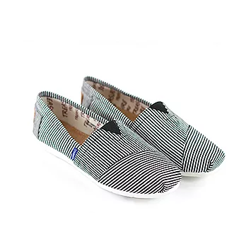 ◤Green Phoenix◥基本線條帆布懶人休閒鞋38黑色