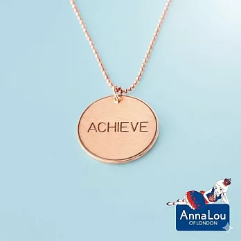 【Anna Lou OF LONDON】倫敦品牌 Inspirational Disc 優雅字墜玫瑰金項鍊~ACHIEVE