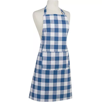 《NOW》平口單袋圍裙(格子藍)