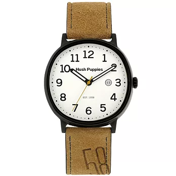 Hush Puppies 1958系列 復刻麂皮休閒腕錶-白色/45mm