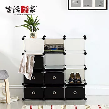 【生活采家】玩色主義12格附6橫抽屜置物/鞋類收納架#99250