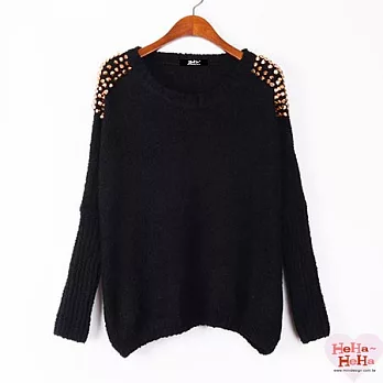 【HeHa】歐美明星風寬鬆顯瘦百搭蝙蝠袖毛衣(共二色)-FREE(黑色)