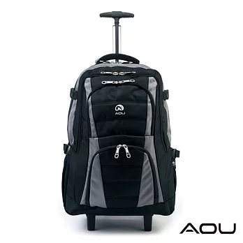 AOU微笑旅行 輕量經典款 可收納筆電 拉桿式雙肩後背包 (典雅灰) 26-001