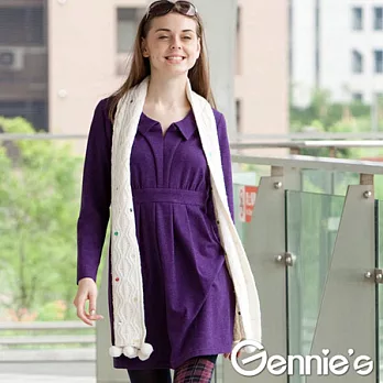 【Gennie’s奇妮】戀戀紫情.秋冬孕婦長版上衣(C3Y13)L紫