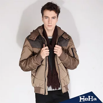 【HeHa】防風保暖休閒連帽加厚鋪綿夾克(深卡其)-XL*