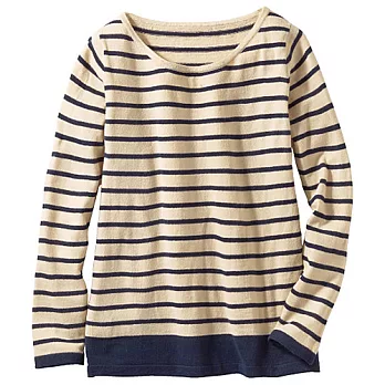 【cecile】定番圓領針織長袖罩衫L條紋A