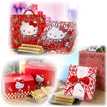 《HELLO KITTY》蛋捲禮盒歡樂組-E(鴻運+方巾+經典)X1