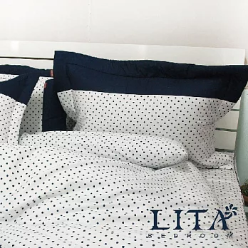 LITA麗塔(光點-深藍)雙人特大兩用被套薄床罩七件式