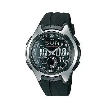 CASIO 闖關高手數位雙顯運動腕錶-黑-AQ-160W-1B