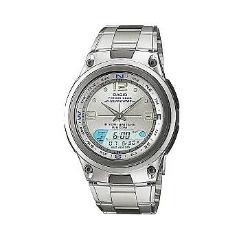 CASIO 武士之歌雙顯運動時尚腕錶-銀-AW-82D-7A