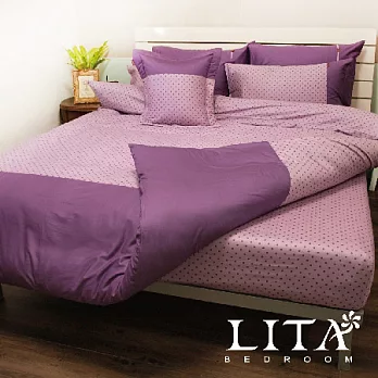 LITA麗塔(光點－紫色)雙人特大兩用被套床包四件式
