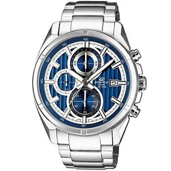 CASIO EDIFICE 超越感動三環都會時尚腕錶(銀藍)
