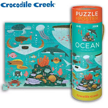 【美國Crocodile Creek】2合1海報拼圖系列-海洋世界