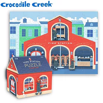 【美國Crocodile Creek】建築造型盒拼圖系列-消防局