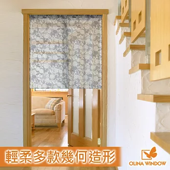 古典風華系列《歐麗娜窗飾》英倫鄉情薄紗短門簾 藍底白花 90cm×90cm 無藍底白花