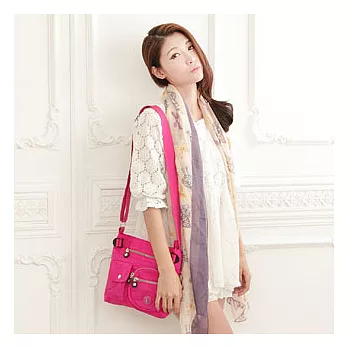 冰山袋鼠 日系防水斜側背兩用包-梅紅-5017