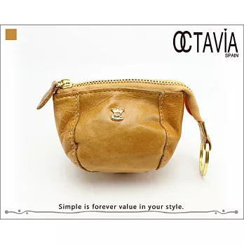 【OCTAVIA 8真皮】大水餃之牛皮小零錢包 - 四色可選咖