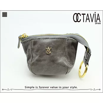 【OCTAVIA 8真皮】大水餃之牛皮小零錢包 - 四色可選灰