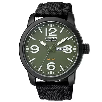 CITIZEN快思慢行日期運動腕錶(綠黑)